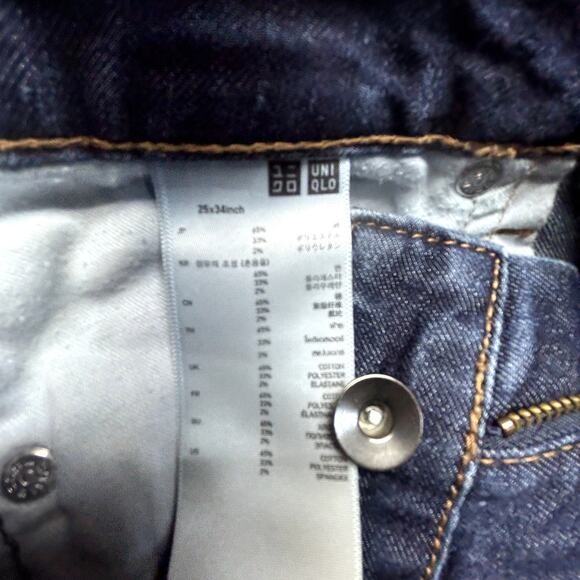 UNIQLO Women’s Straight Jeans Size 25x34-Blue Slim Fit Stretch Denim - Picture 8 of 16
